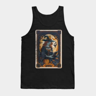 The Reader Retro Distressed Witch Halloween Tarot Card Tank Top